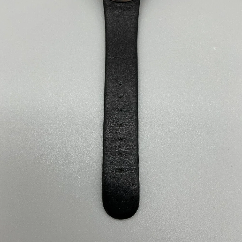 Skagen 597SLB Womens Watch 30mm Black Dial Leather Date Stainless New Battery